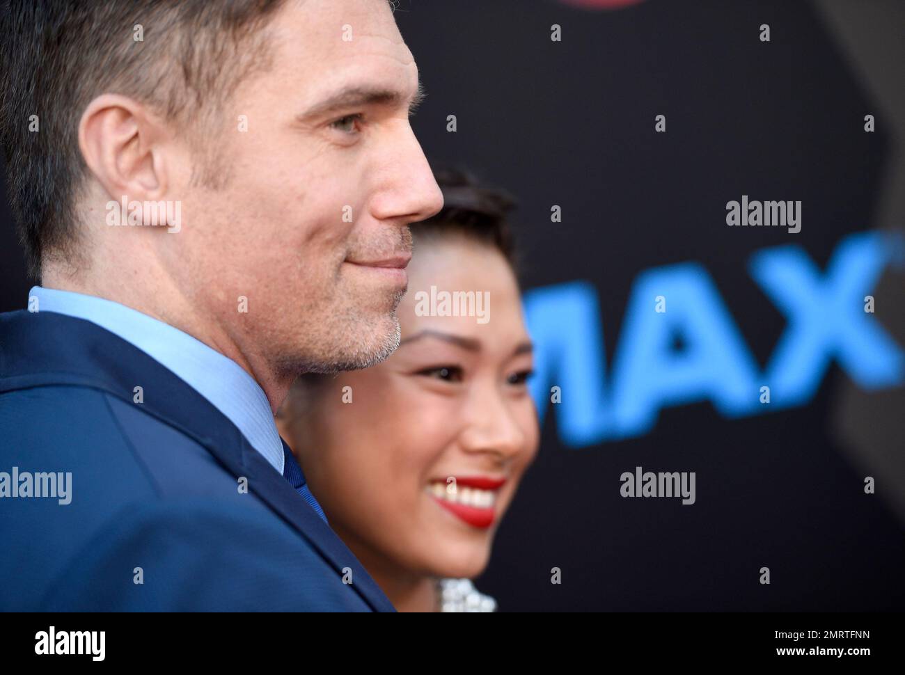 Anson Mount, left, and Darah Trang arrive at the world premiere of ...