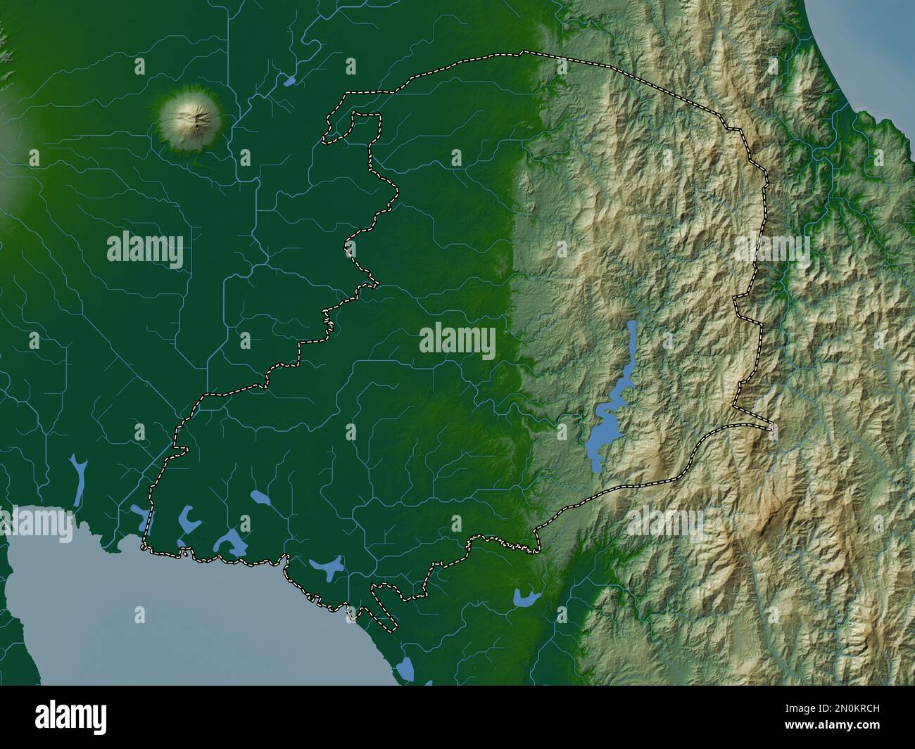 Bulacan, province of Philippines. Colored elevation map with lakes and rivers Stock Photo