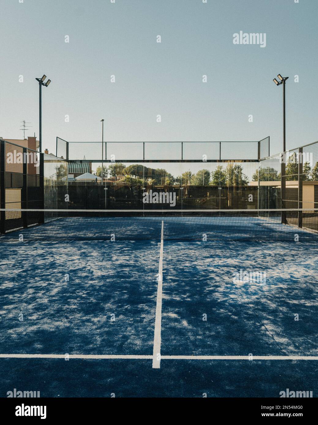 An aerial view of tennis court Stock Photo