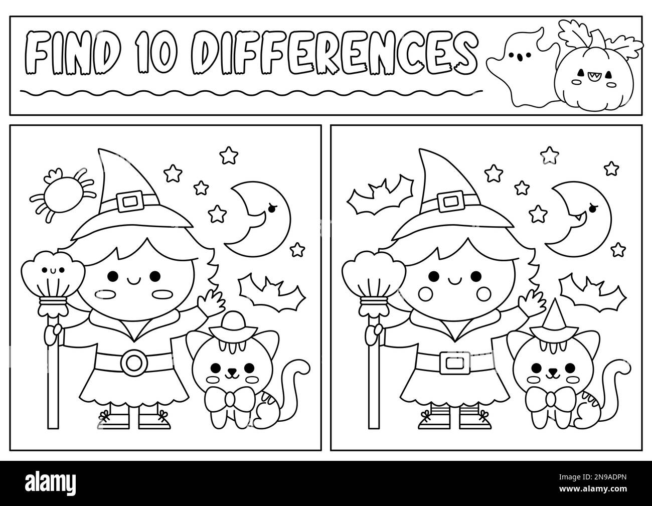 Spot the difference puzzle halloween hi-res stock photography and ...