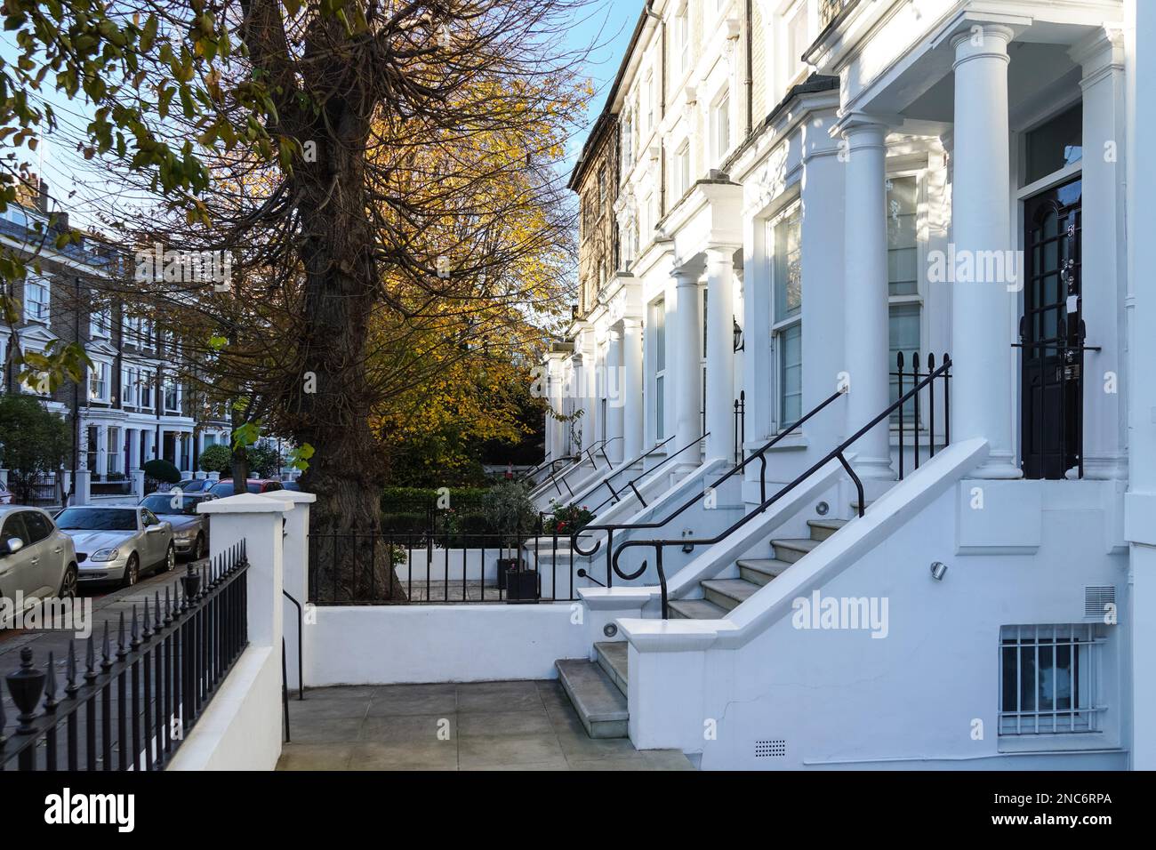 Victorian terrace houses in Kensington, London England United Kingdom UK Stock Photo