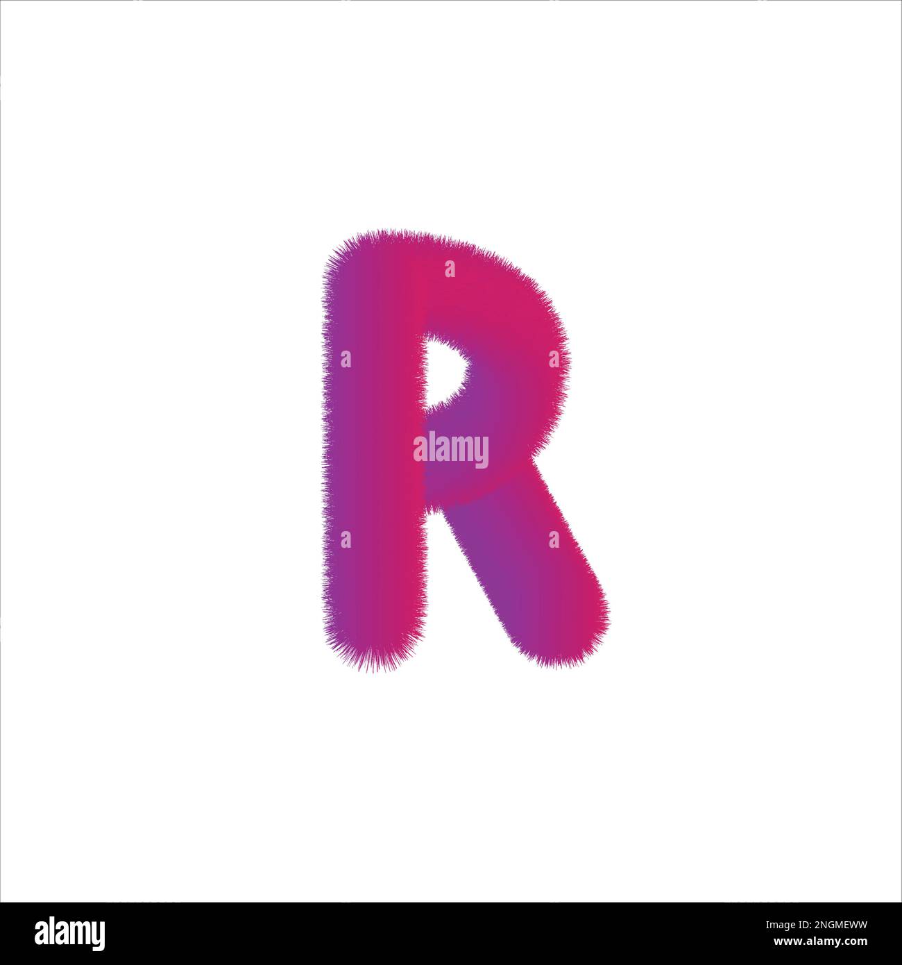 High Quality 3D Shaggy Letter R on White Background . Isolated Vector Element Stock Vector