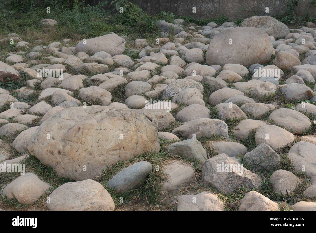 Man-made waterfall stone on park for tourist Stock Photo