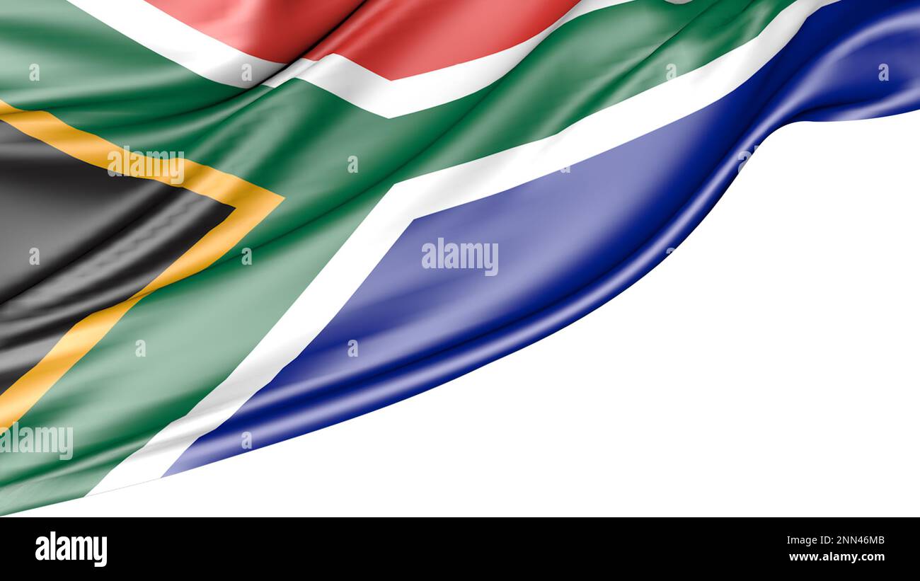 South Africa Flag Isolated on White Background, 3D Illustration Stock Photo