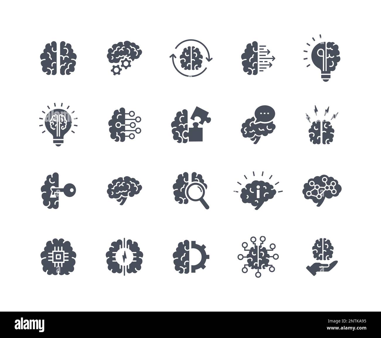 Brain icons black set Stock Vector Image & Art - Alamy