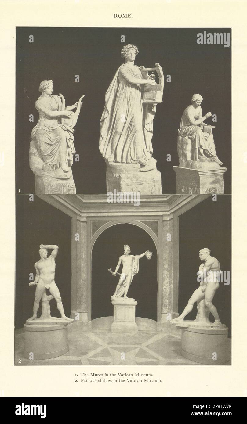 ROME. The Muses in the Vatican Museum. Famous statues in the Vatican Museum 1907 Stock Photo