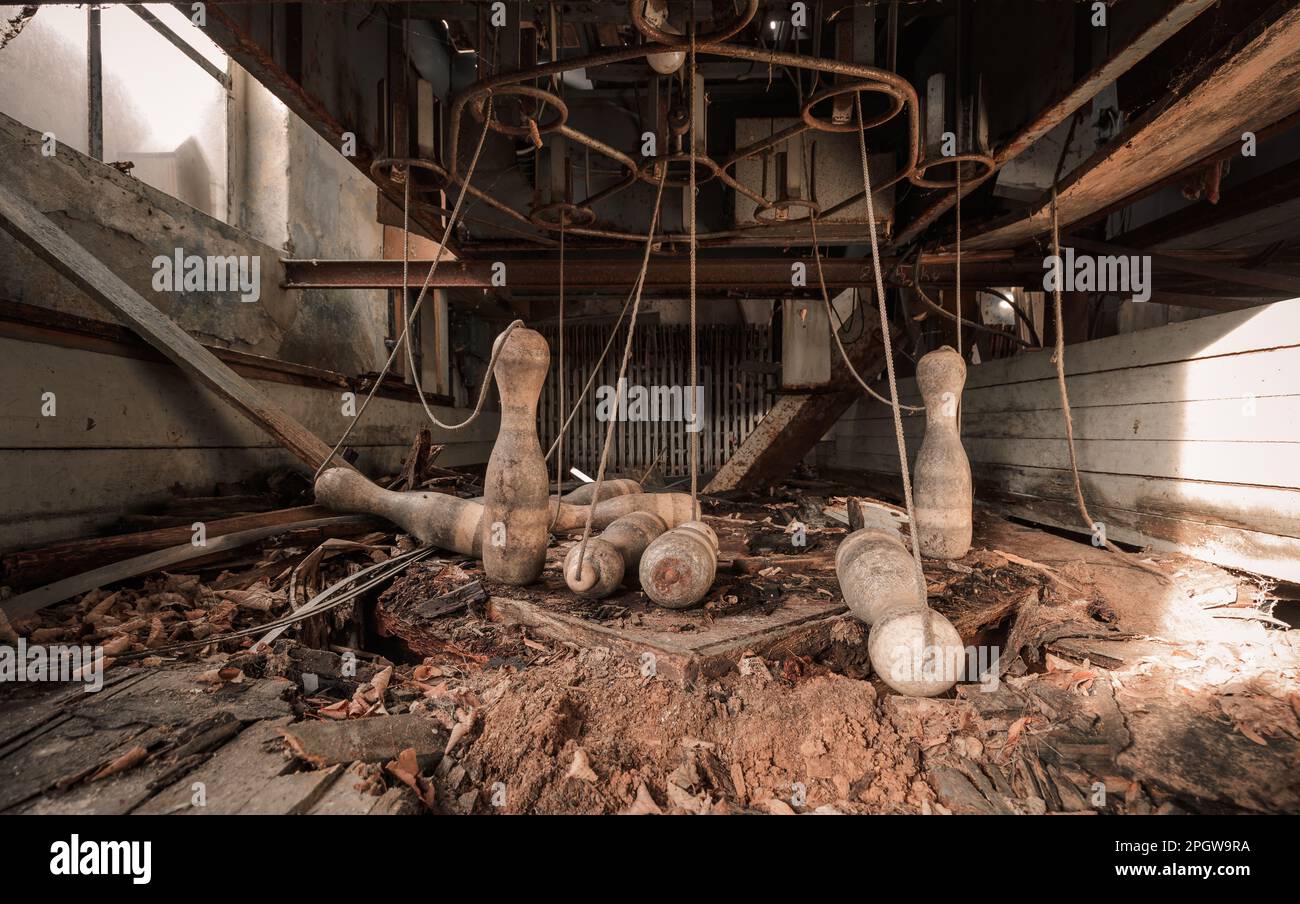 forgotten bowling alley Stock Photo