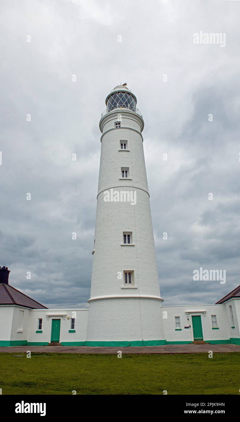 Nash Point Lighthouse on the cliffs looking across the Bristol Channel Glamorgan Heritage Coast Path owned/maintained by Trinity House from 1832 Stock Photo