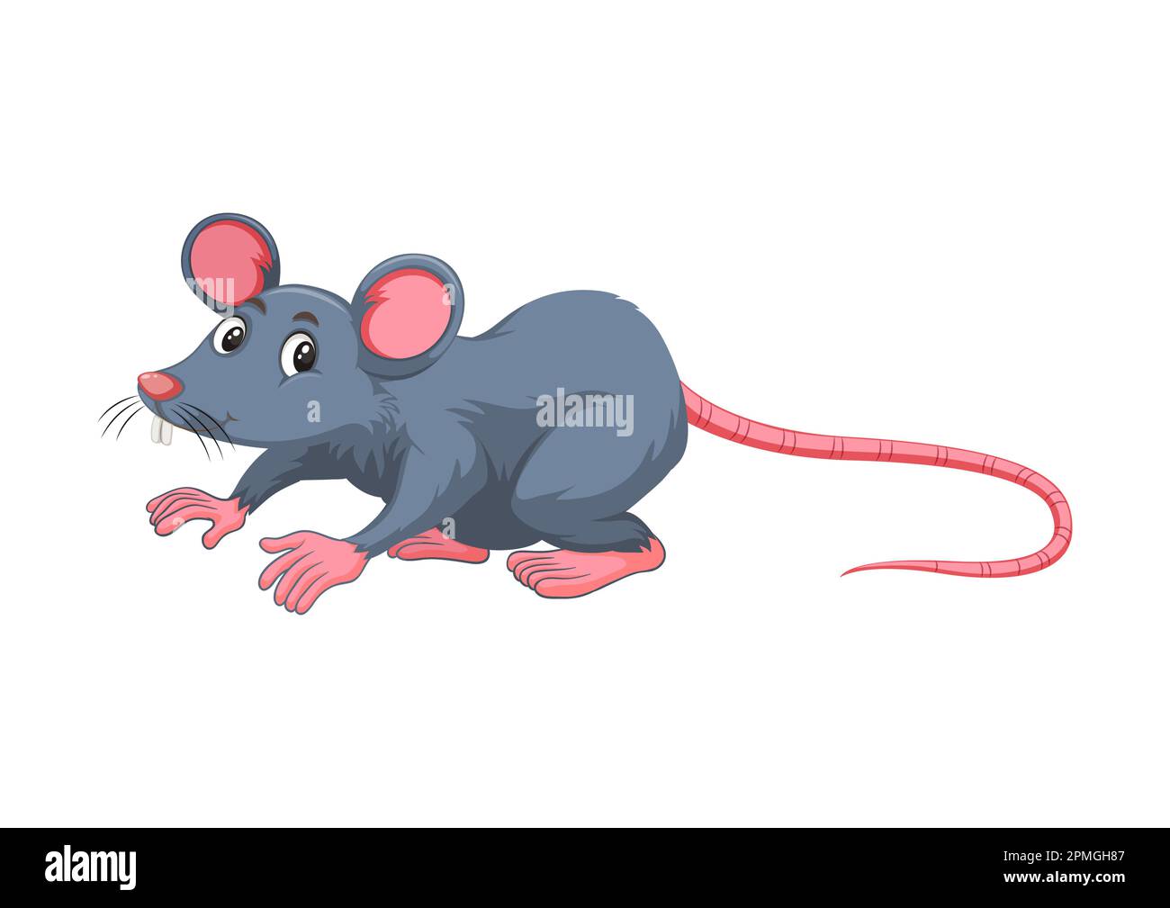 Little mouse isolated on white background. Cute little rat Stock Vector