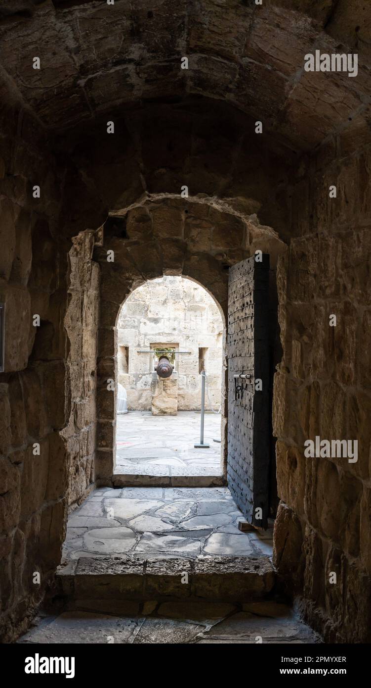 Limassol, Cyprus - March 23, 2023 - Arched interior of a hallway in the Lemesos castle and museum Stock Photo