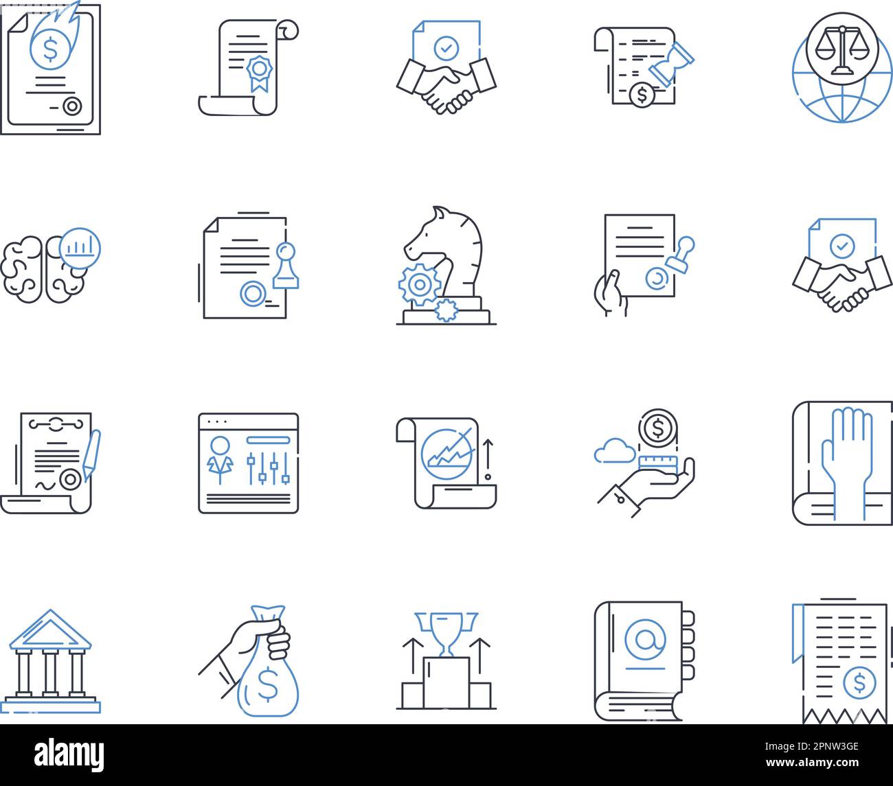 Supply line icons collection. Inventory, Demand, Logistics, Stock, Procurement, Allocation, Distribution vector and linear illustration. Production Stock Vector