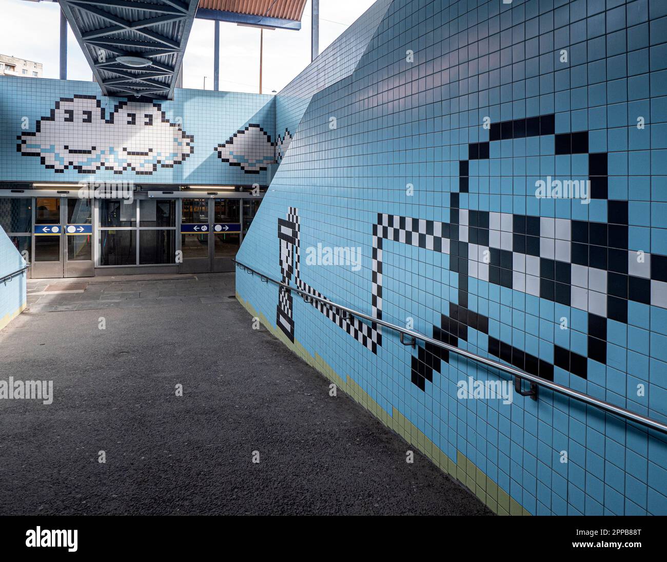 STOCKHOLM, SWEDEN - APRIL 23 2023:Subway art in Stockholm's Thorildsplan station. Artist: Lars Arrhenius. Stock Photo