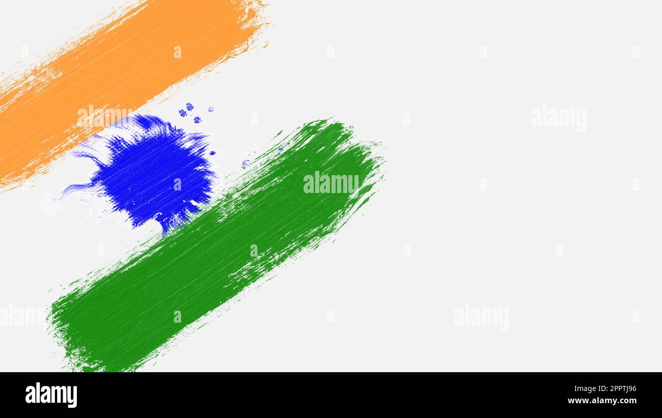 Indian independence day with the colors of the flag painted with a brush stroke Stock Photo