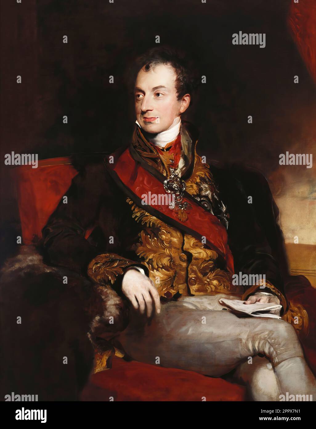 Portrait of Prince Klemens Wenzel von Metternich, 1773-1859, statesman in Imperial Austria, digital edited according to a painting by Thomas Lawrence, 1815 Stock Photo