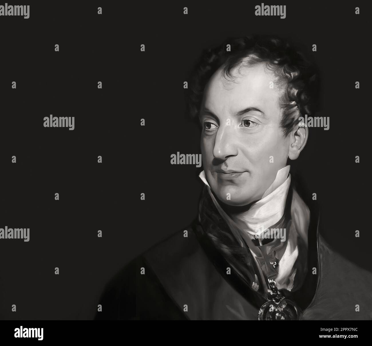 Portrait of Prince Klemens Wenzel von Metternich, 1773-1859, statesman in Imperial Austria, digital edited according to a painting by Thomas Lawrence, 1815 Stock Photo