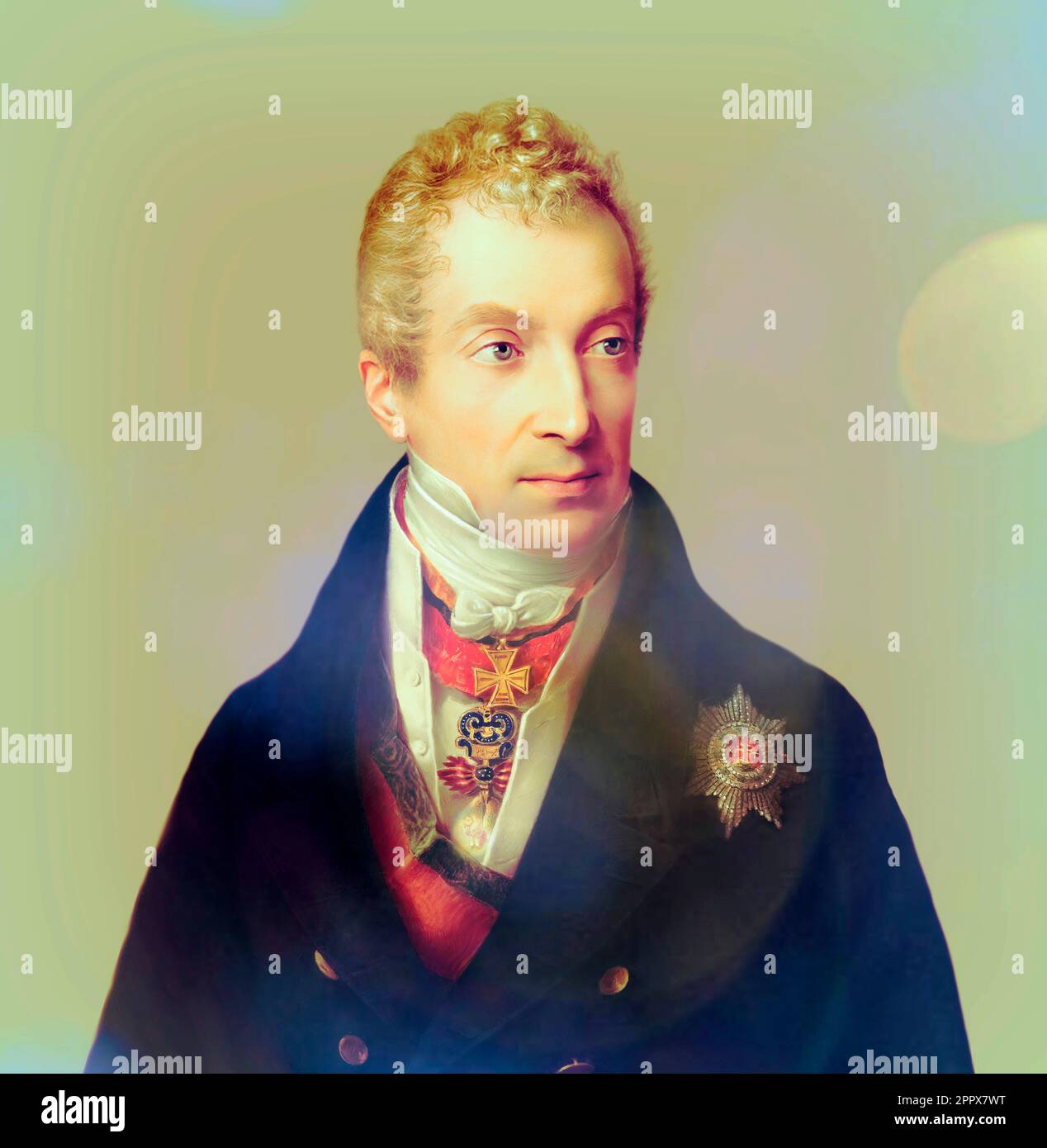 Portrait of Prince Klemens Wenzel von Metternich, 1773-1859, statesman in Imperial Austria, digital edited according to a painting by Friedrich Lieder, 1822 Stock Photo