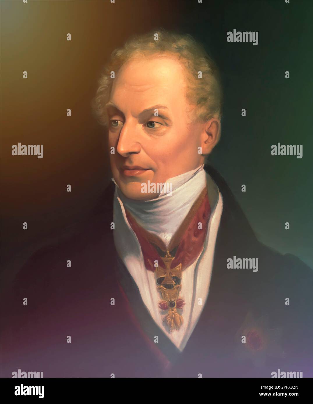 Portrait of Prince Klemens Wenzel von Metternich, 1773-1859, statesman in Imperial Austria, digital edited according to a painting Stock Photo