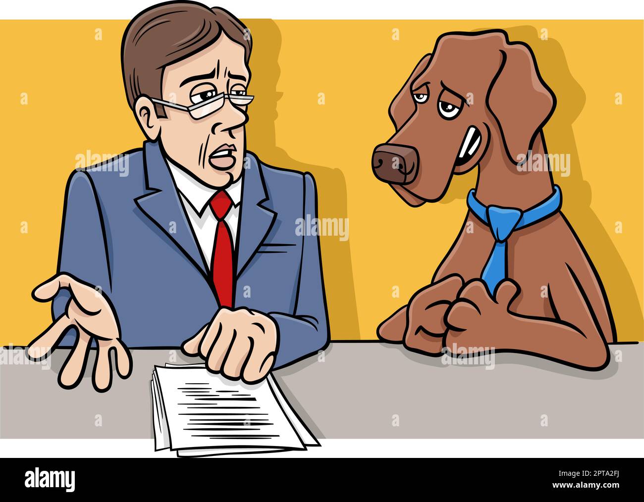 cartoon dog giving an interview on television Stock Vector