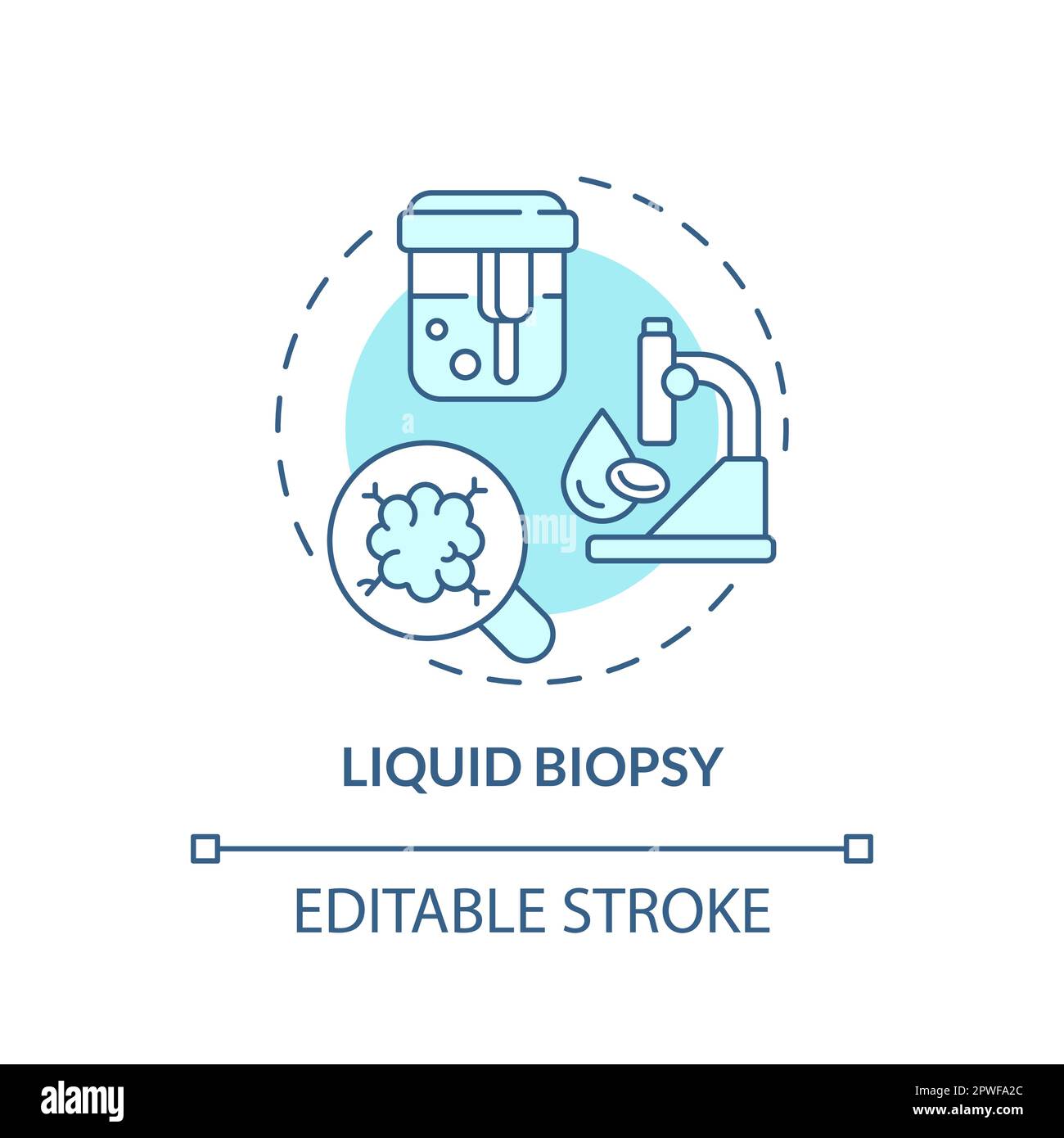 Liquid biopsy turquoise concept icon. Oncology diagnostic process ...