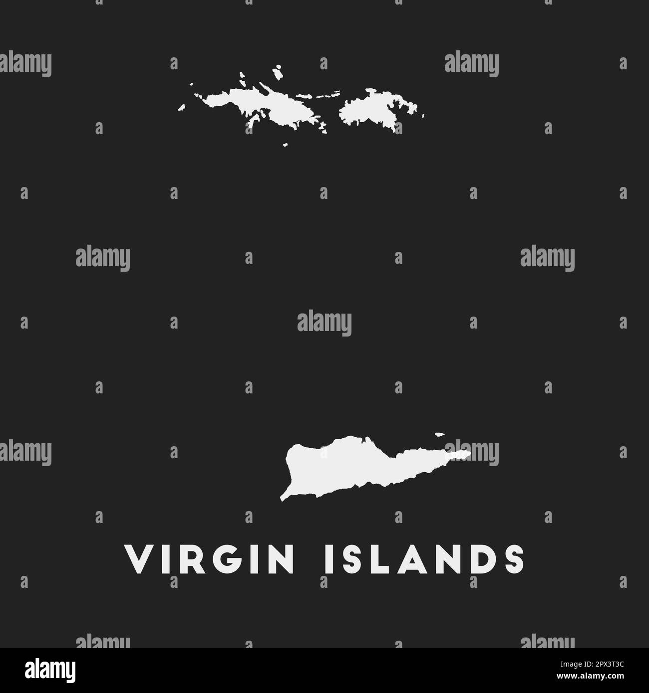 Virgin Islands icon. Island map on dark background. Stylish Virgin ...