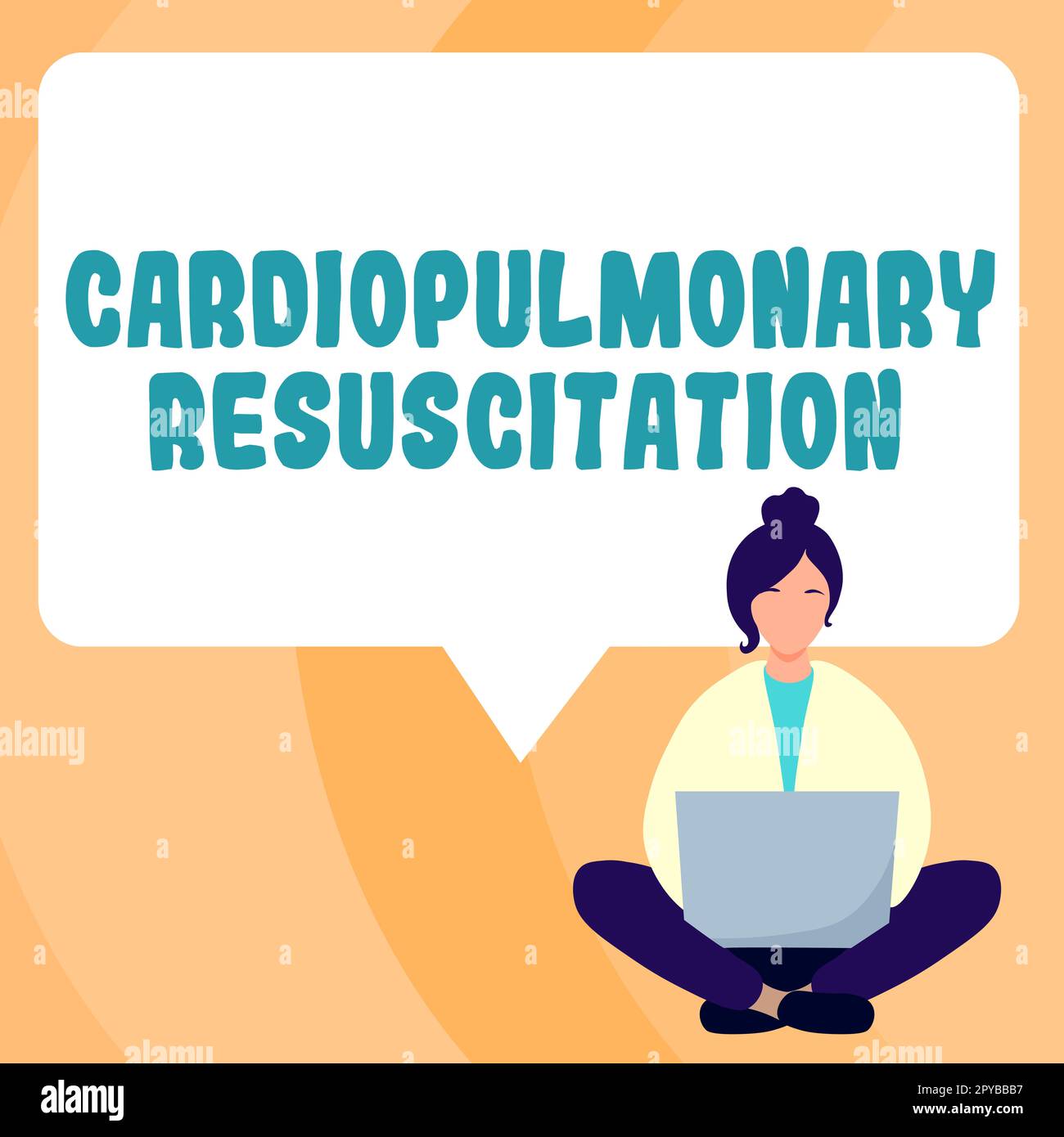 Text showing inspiration Cardiopulmonary Resuscitation. Word for repeated cycles compression chest respiration Stock Photo