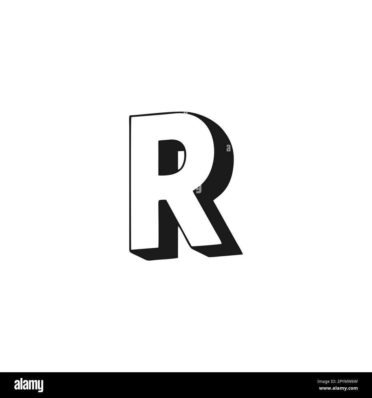 Letter R 3d geometric symbol simple logo vector Stock Vector