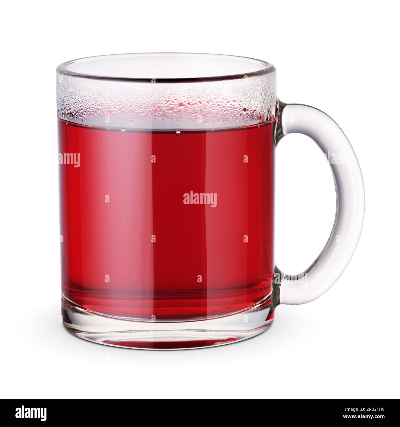 Glass cup of hibiscus tea isolated on white background, Stock Photo