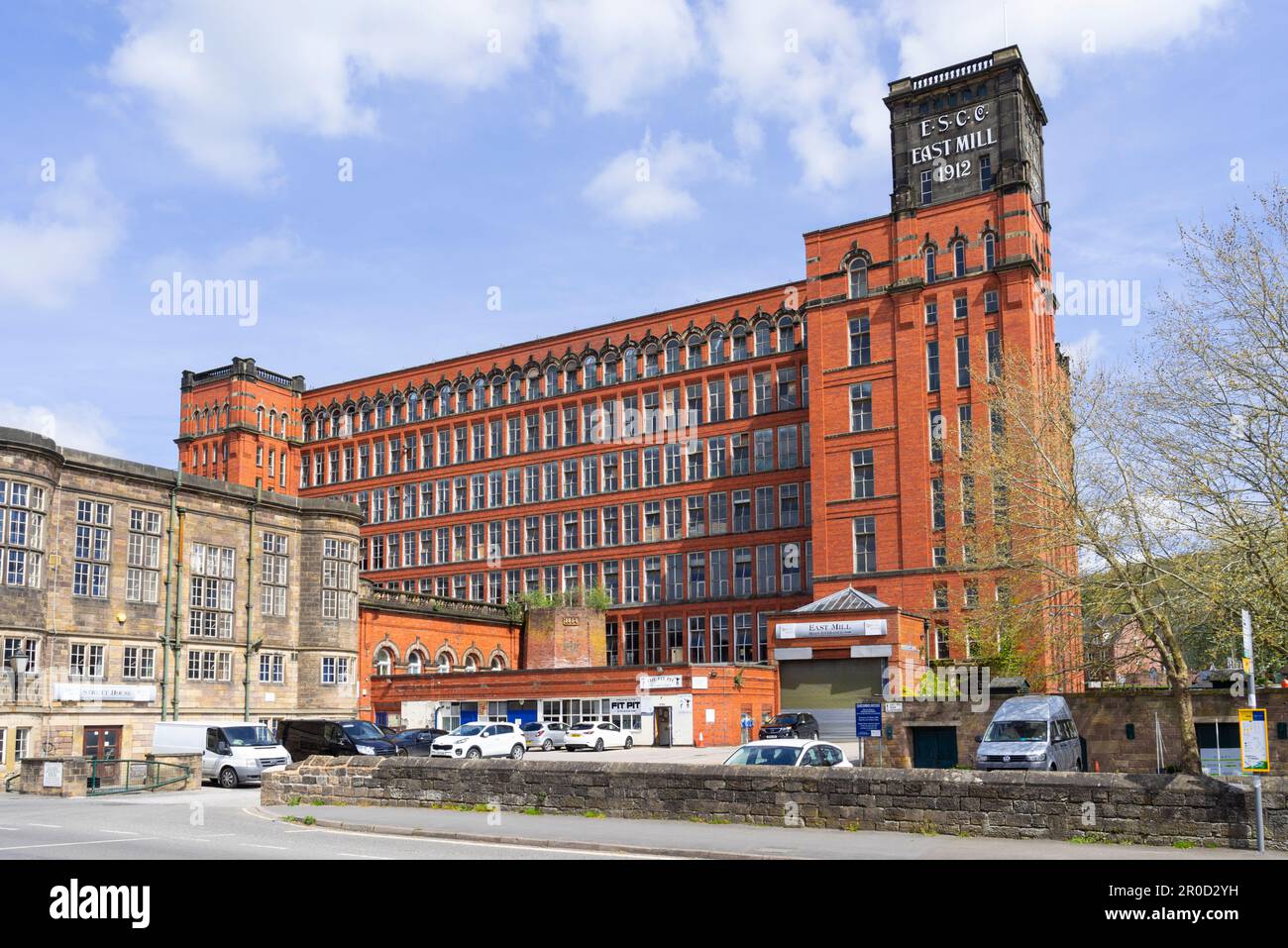 Belper Mill Derwent Valley Mills World Heritage Site East Mill tower of Strutt's Mill Belper North Mill Belper Derbyshire Amber valley England UK GB Stock Photo