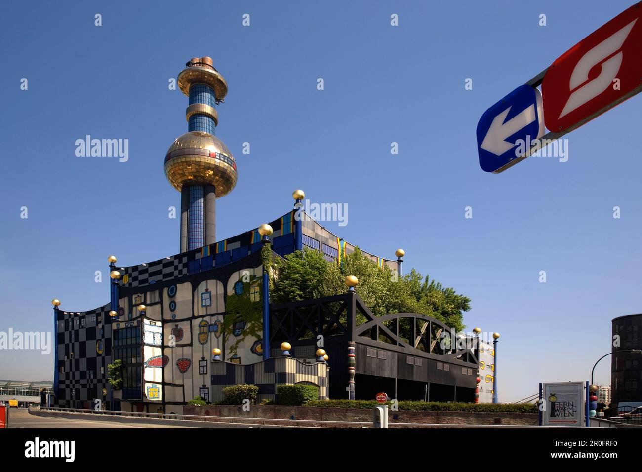 Vienna Spittel Hundertwasser building in Spittelau Stock Photo