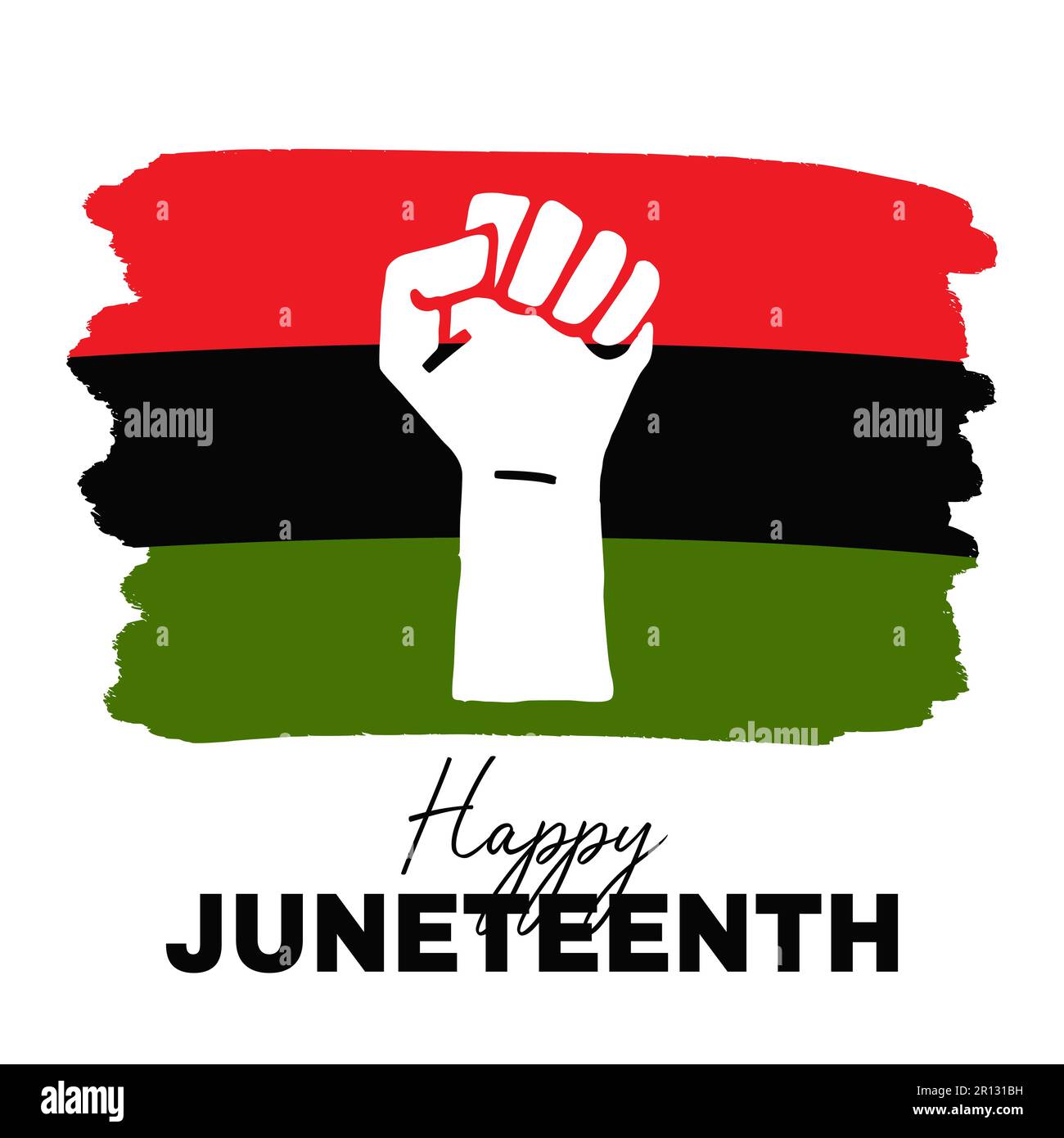 A Clenched Fist Symbolizing Freedom Day and African American Independence Day On Black History Month Flag. Happy Juneteenth. Vector Illustration Isola Stock Vector