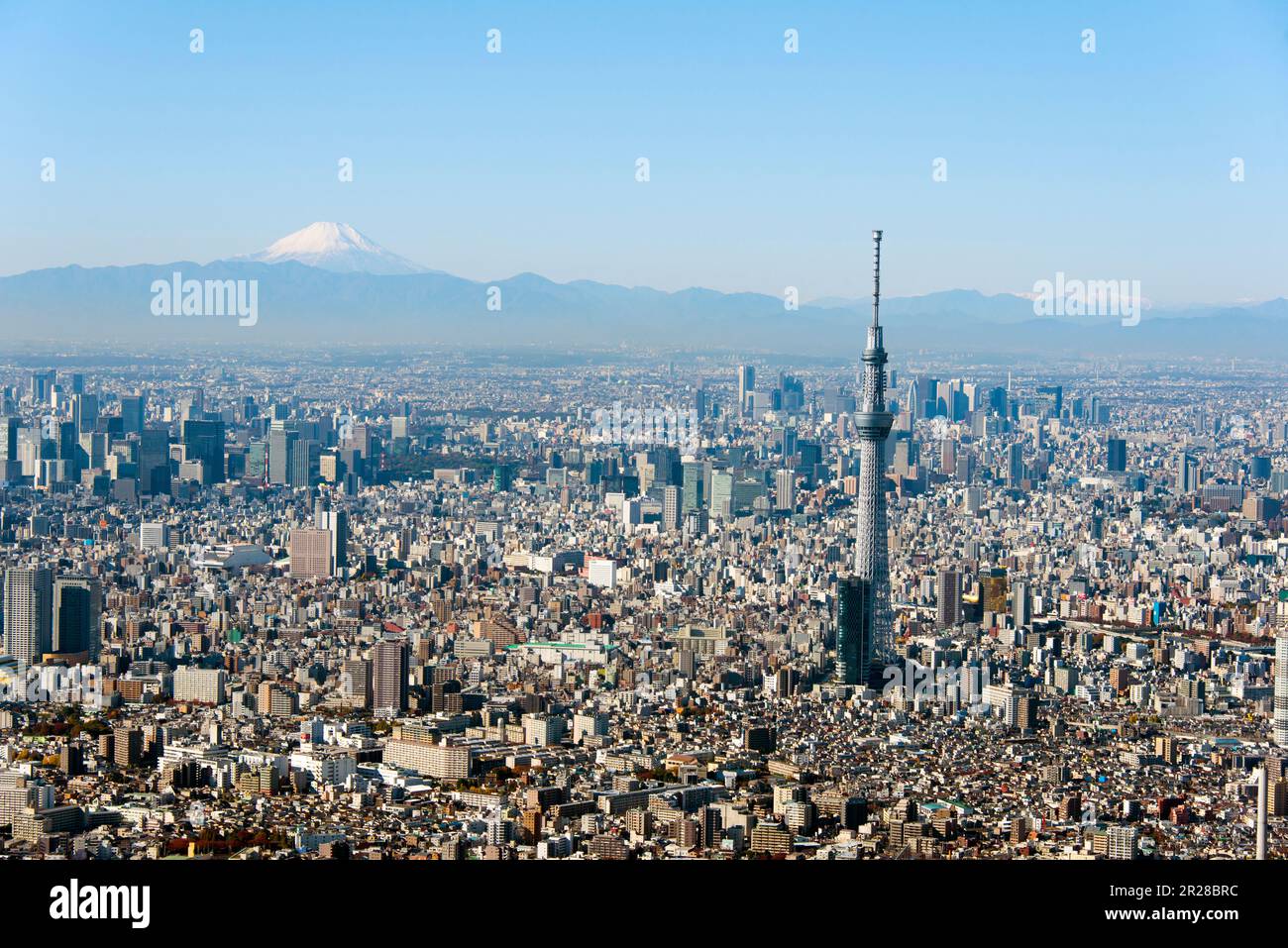 Tokyo Sky Tree and Mount Fuji Stock Photo