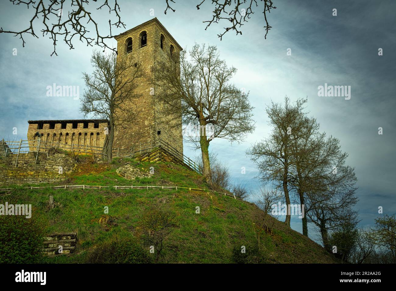 The castle of Sarzano is one of the medieval castles of the Matildic lands. Casina , Reggio Emilia province, Emilia Romagna, Italy, Europe Stock Photo