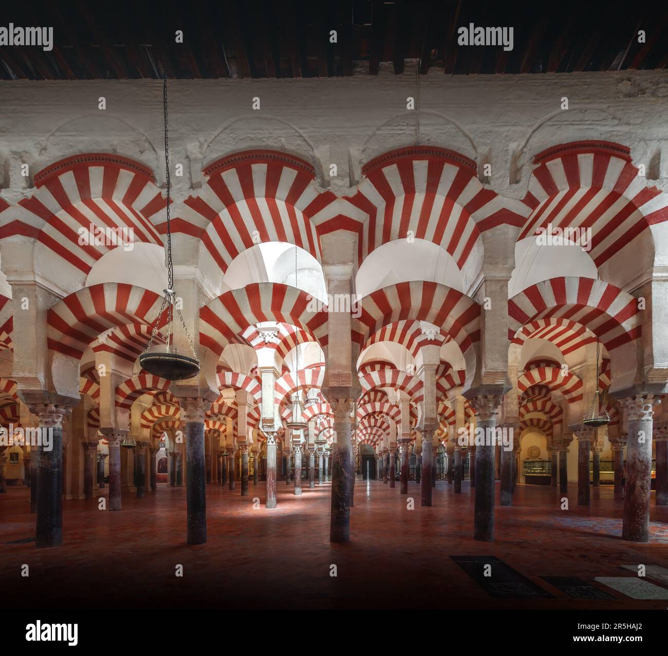 Arches and Columns of Hypostyle Prayer Hall at Mosque-Cathedral of Cordoba - Cordoba, Andalusia, Spain Stock Photo