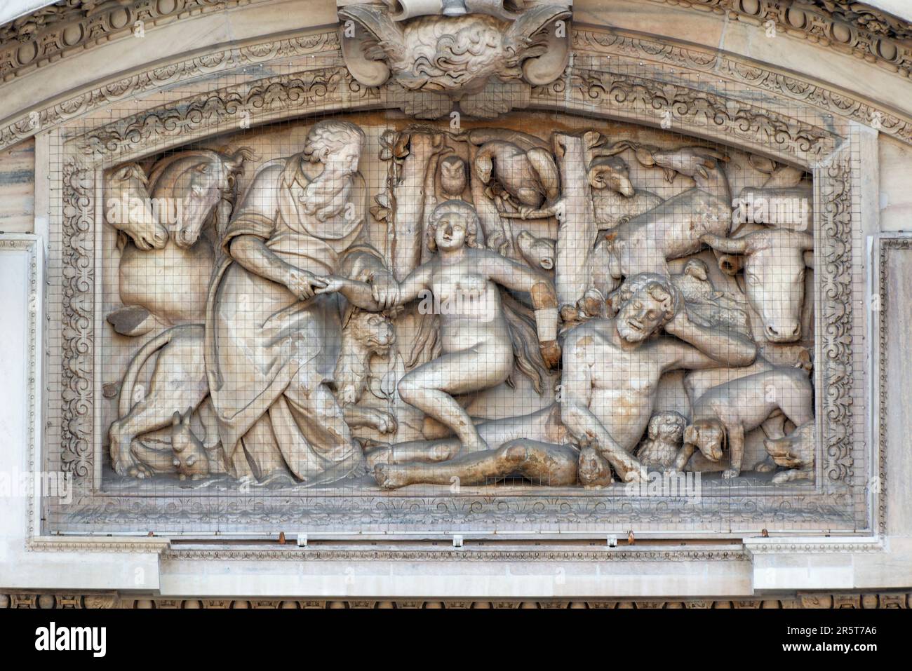 The Creation - Eve was created by God by taking her from the rib of Adam - Milan Cathedral (Duomo) - Façade - Milan - Lombardy - Italy Stock Photo