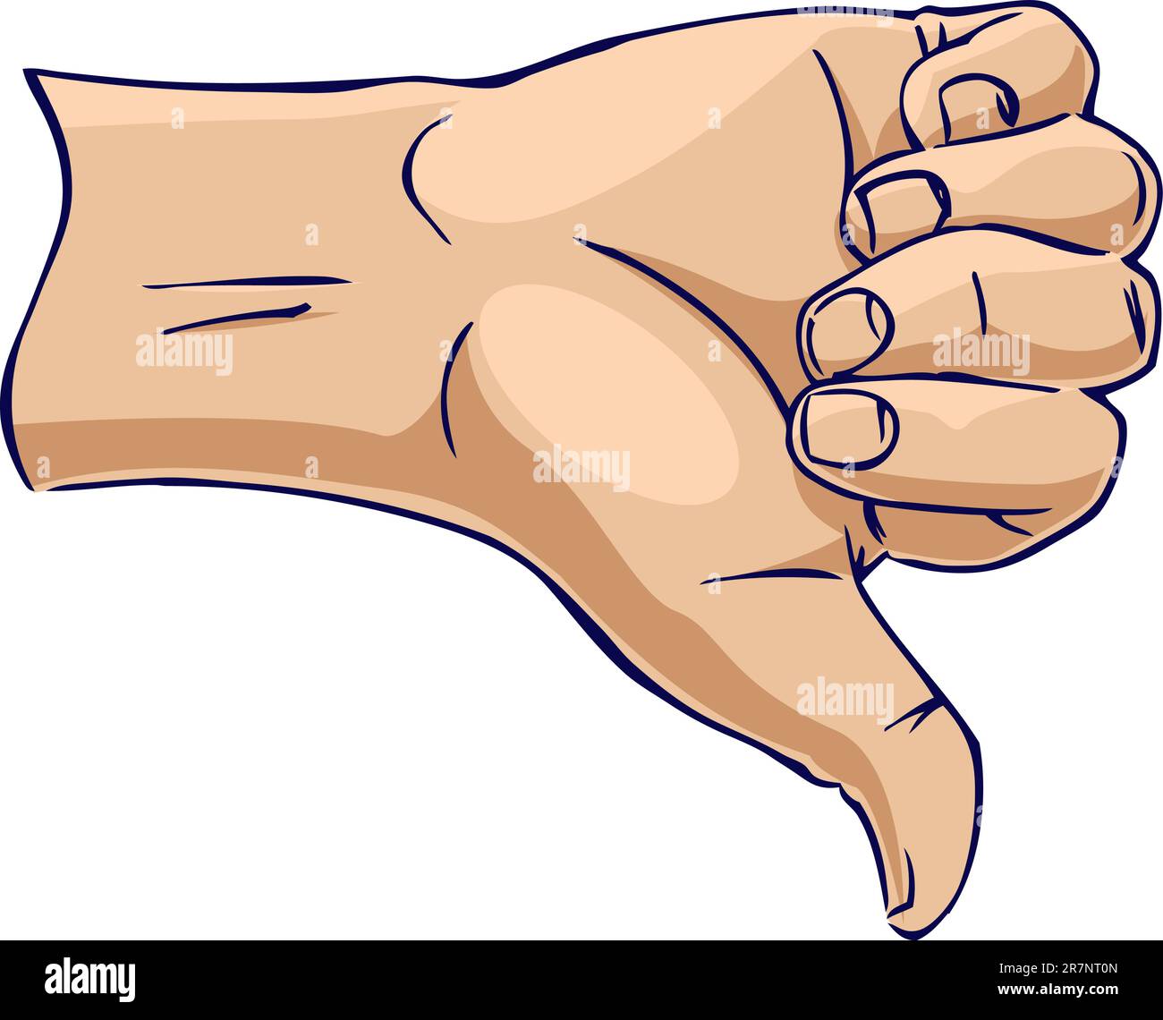 Hand showing thumbs down gesture from the side. Used in aircraft taxiing to show not understood. Stock Vector