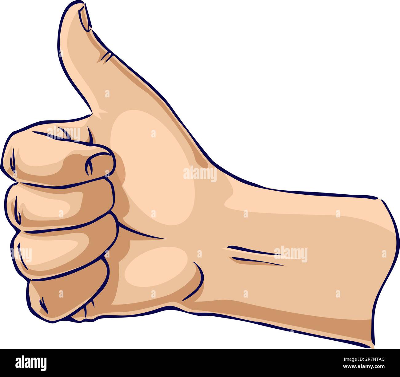 Hand showing thumbs up gesture from the side. Used in aircraft taxiing to show OK. Stock Vector