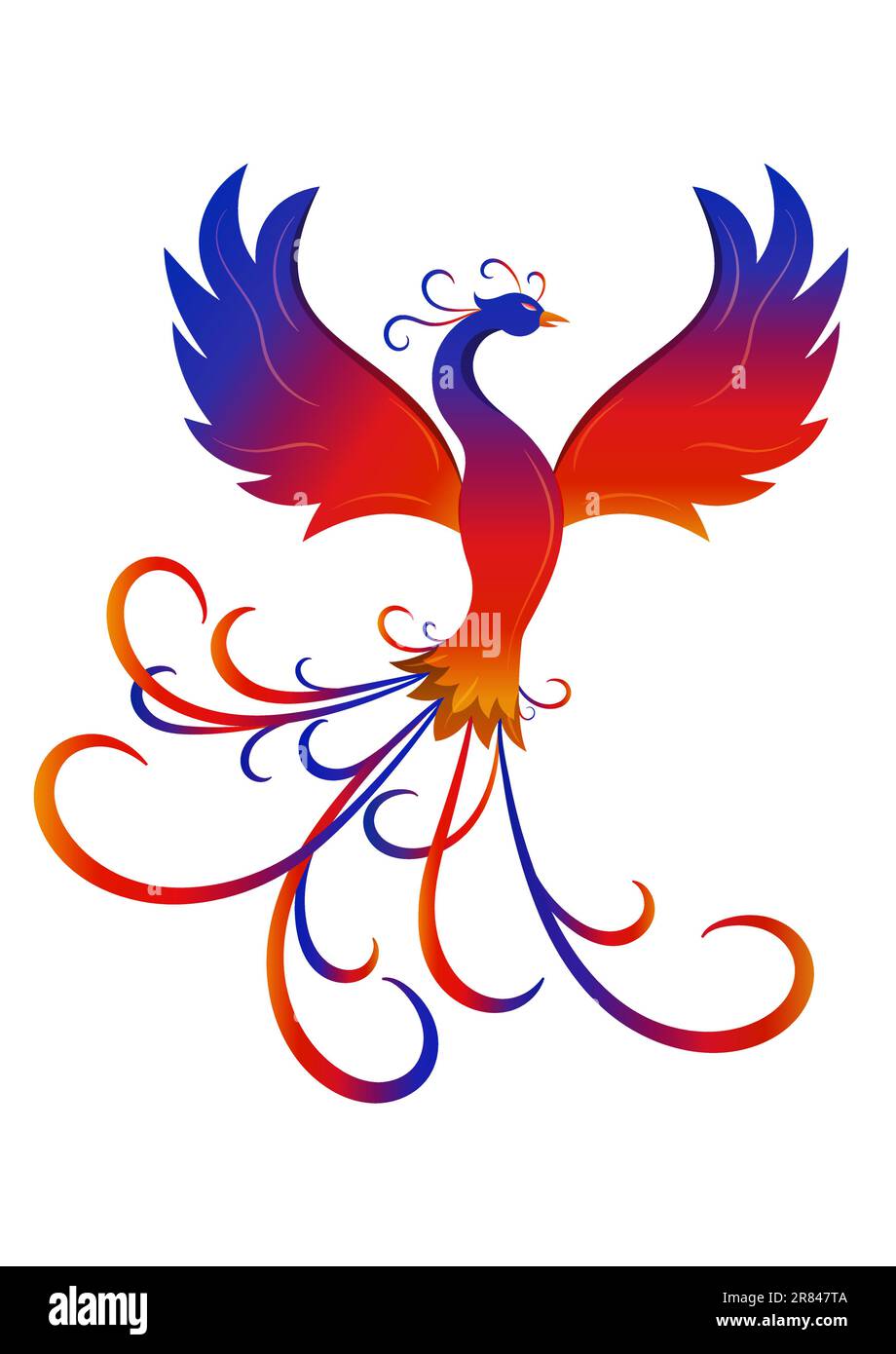 Colorful Phoenix Bird Vector Illustration On White Background Stock Vector