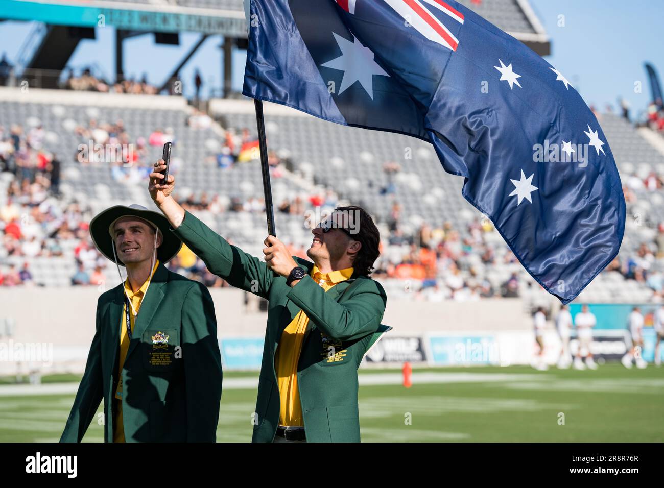 San Diego, USA. 21st June, 2023. Team Australia at opening ceremonies for the 2023 World Lacrosse Men's Championship at Snapdragon Stadium. Credit: Ben Nichols/Alamy Live News Stock Photo