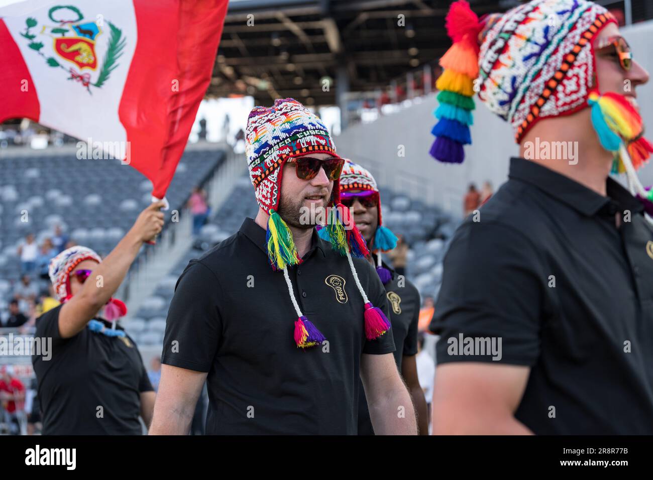 San Diego, USA. 21st June, 2023. Team Peru at opening ceremonies for the 2023 World Lacrosse Men's Championship at Snapdragon Stadium. Credit: Ben Nichols/Alamy Live News Stock Photo