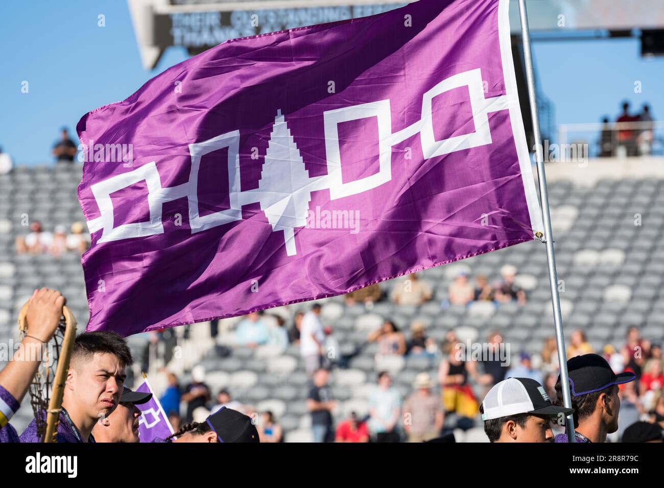 San Diego, USA. 21st June, 2023. Team Haudenosaunee, also known as the Iroquois Nation, at opening ceremonies for the 2023 World Lacrosse Men's Championship at Snapdragon Stadium. Credit: Ben Nichols/Alamy Live News Stock Photo