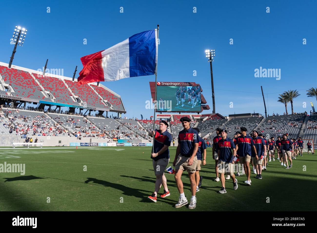 San Diego, USA. 21st June, 2023. Team France at opening ceremonies for the 2023 World Lacrosse Men's Championship at Snapdragon Stadium. Credit: Ben Nichols/Alamy Live News Stock Photo