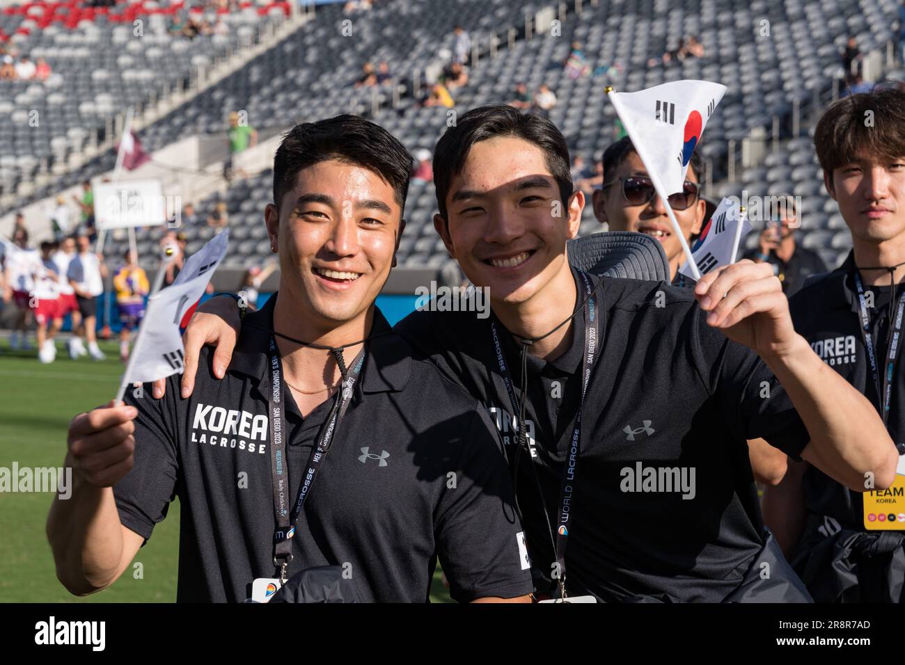 San Diego, USA. 21st June, 2023. Team Korea at opening ceremonies for the 2023 World Lacrosse Men's Championship at Snapdragon Stadium. Credit: Ben Nichols/Alamy Live News Stock Photo