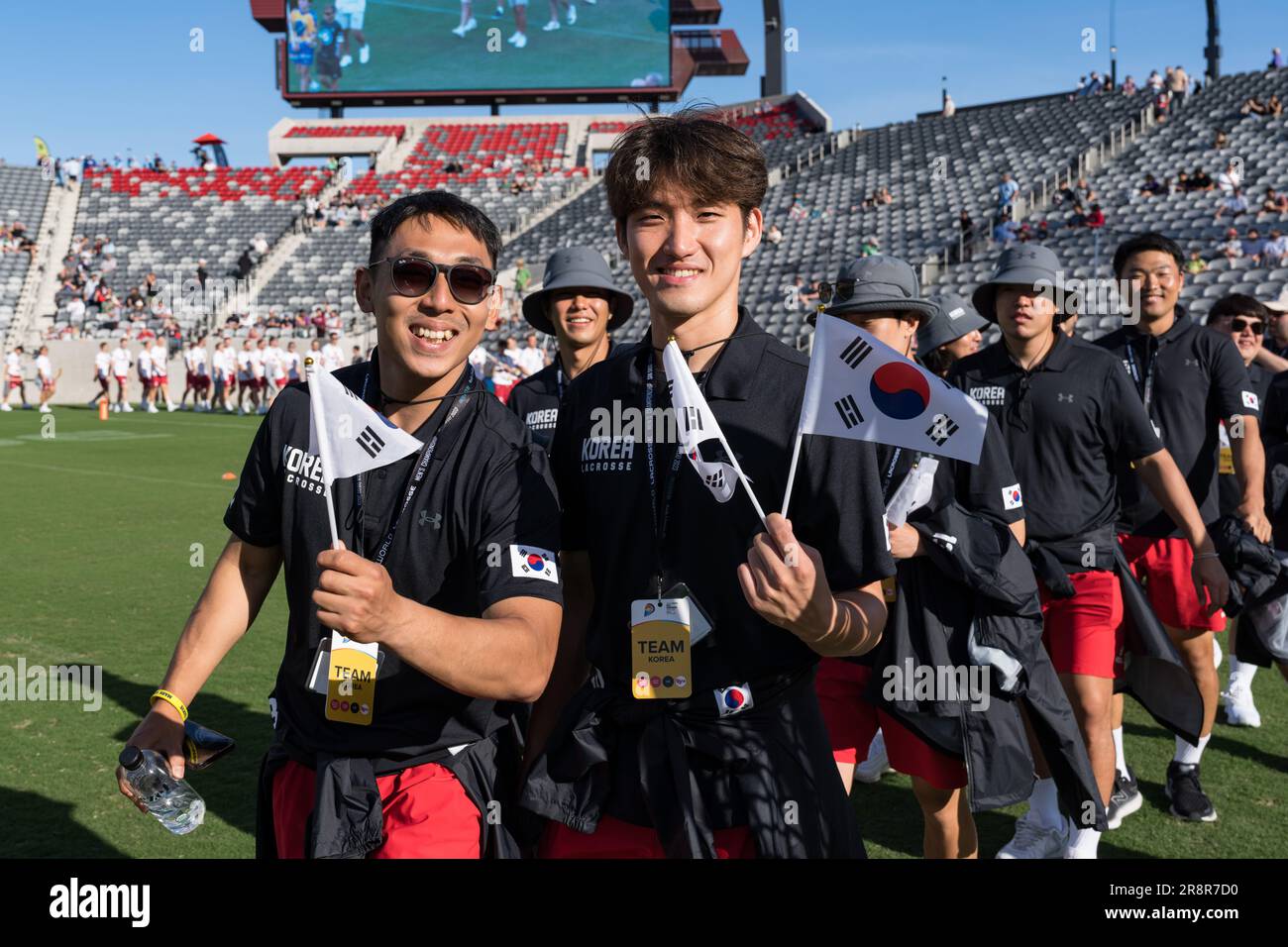 San Diego, USA. 21st June, 2023. Team Korea at opening ceremonies for the 2023 World Lacrosse Men's Championship at Snapdragon Stadium. Credit: Ben Nichols/Alamy Live News Stock Photo