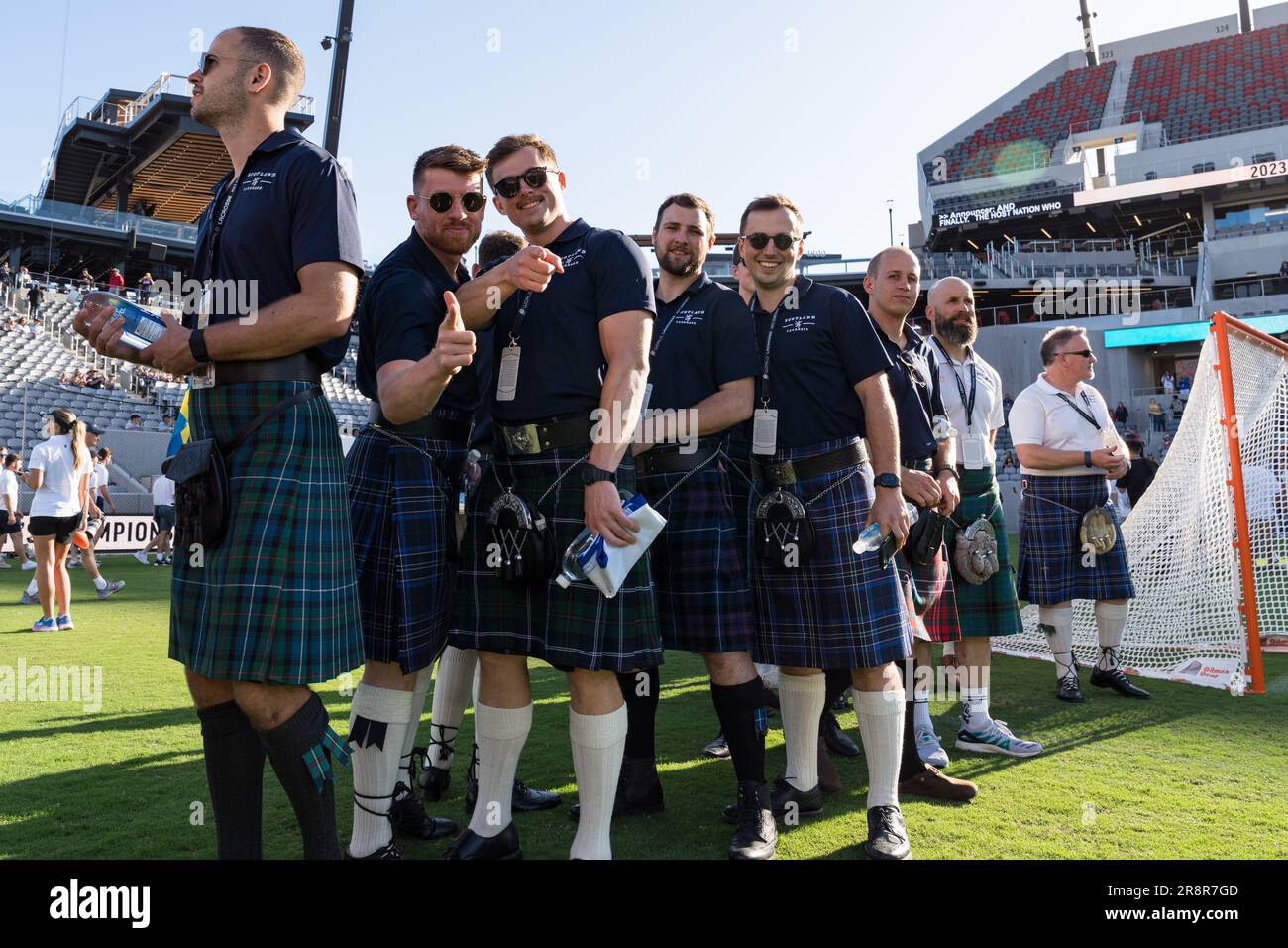 San Diego, USA. 21st June, 2023. Team Scotland at opening ceremonies for the 2023 World Lacrosse Men's Championship at Snapdragon Stadium. Credit: Ben Nichols/Alamy Live News Stock Photo