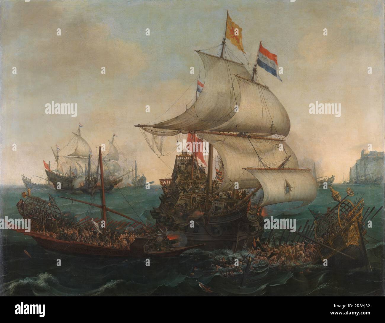 Dutch Ships Ramming Spanish Galleys off the English Coast, 3 October 1602, 1617. Stock Photo