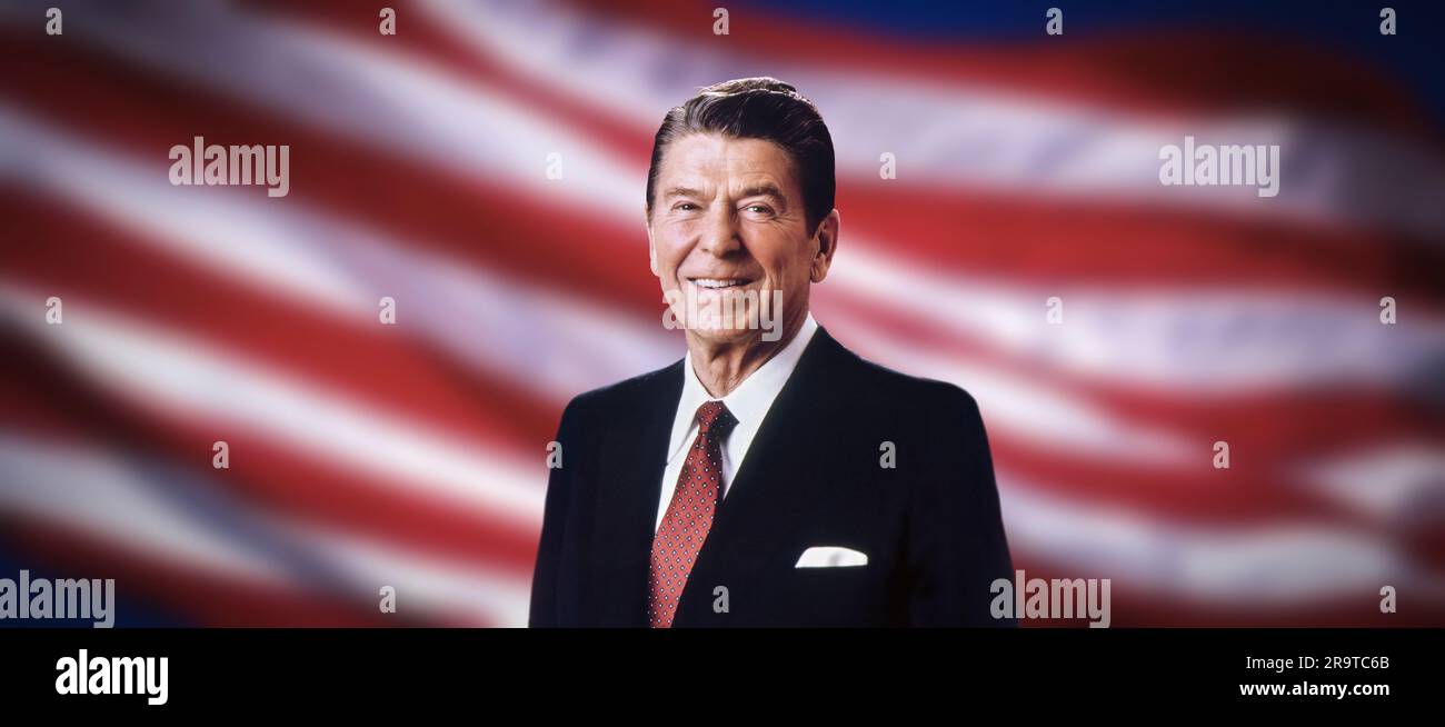 Portrait of Ronald Reagan, 40th President  of United States of America Stock Photo