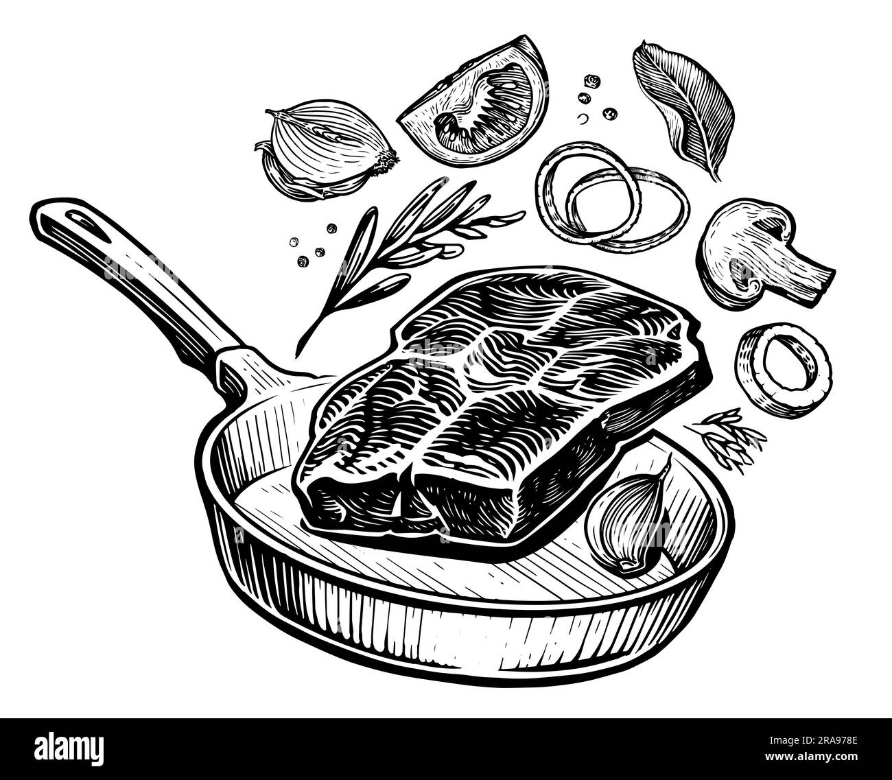 Pan of bacon Black and White Stock Photos & Images - Alamy