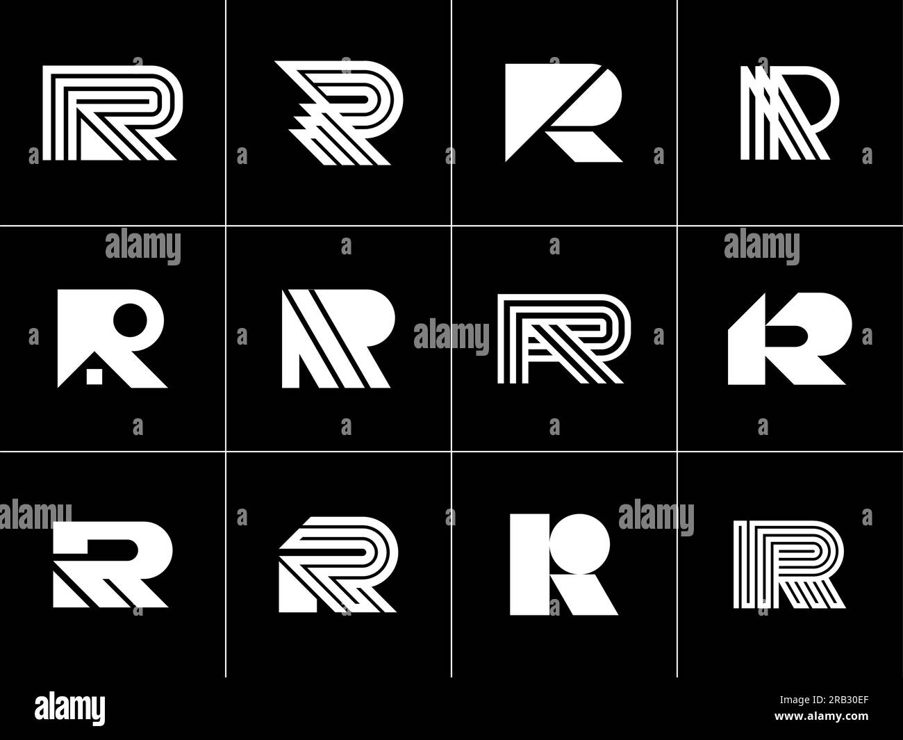 Minimalist line letter R logo design branding. Modern simple initial R ...