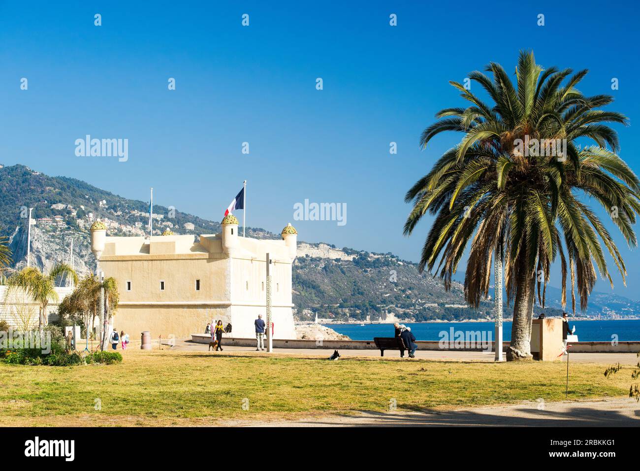 Menton, France - 02 15 2023 : Museum Jean Cocteau The Bastion, seafront. Stock Photo