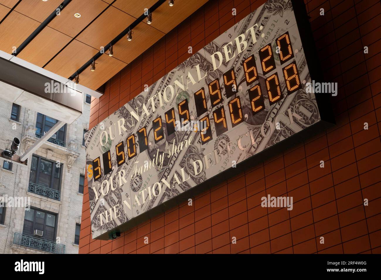 United States National Debt Clock in Times Square, New York City, USA  2023 Stock Photo